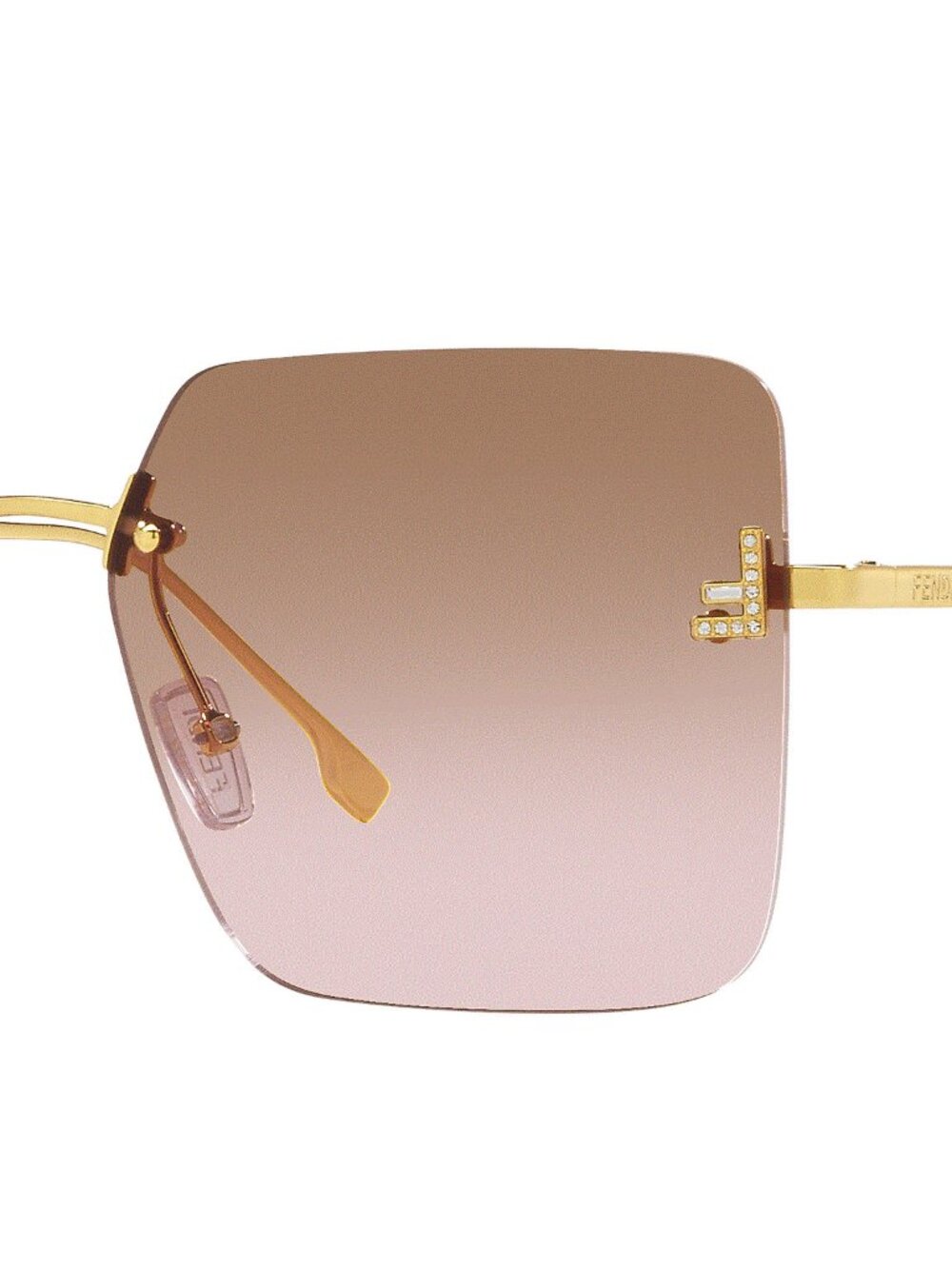 FENDI FIRST CRYSTAL FE4082US 30Z GOLD ROSE PEACH GRADIENT LENS WOMEN SUNGLASSES